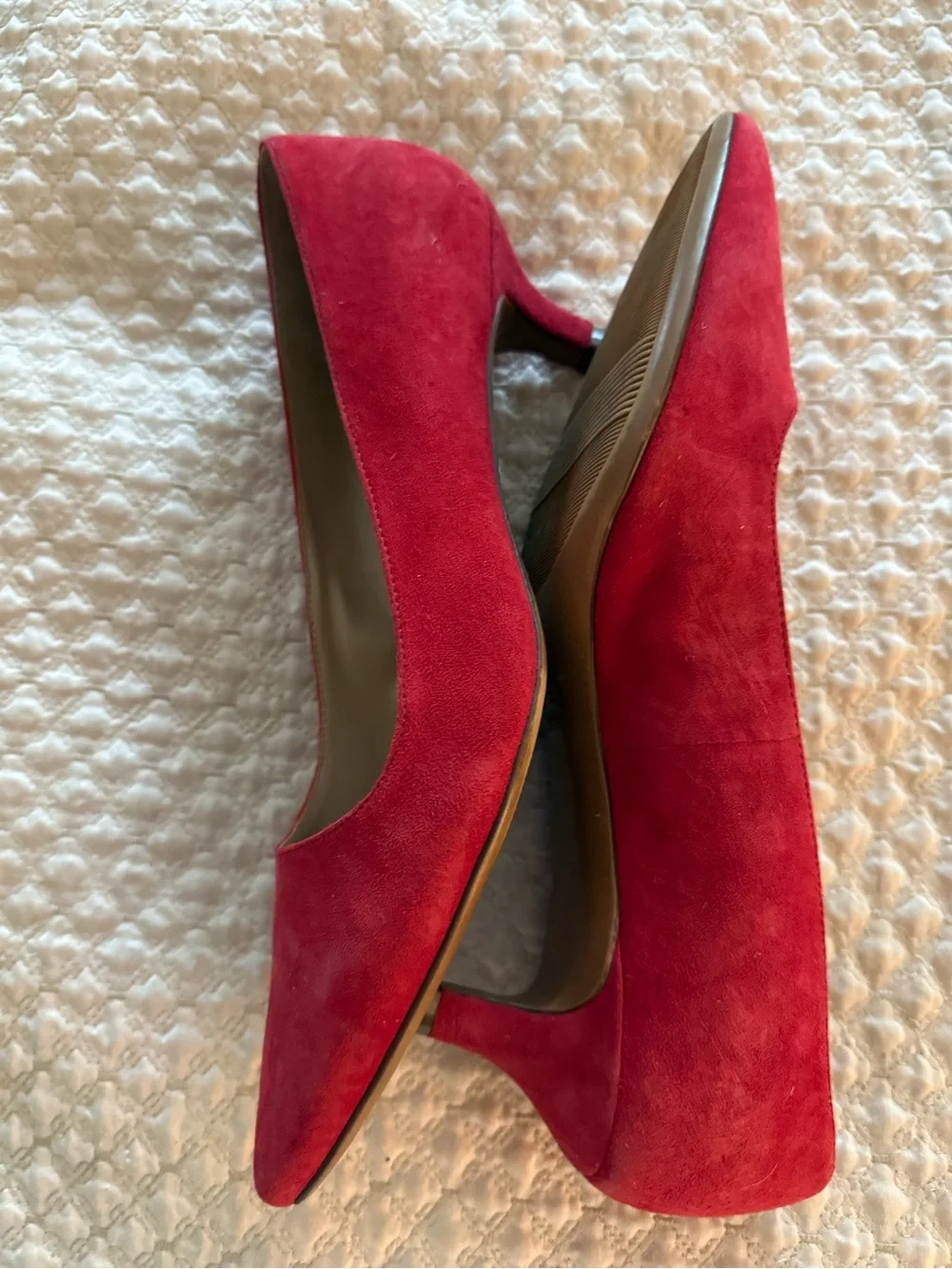 Naturalizer Red Suede Pointed Toe Heels